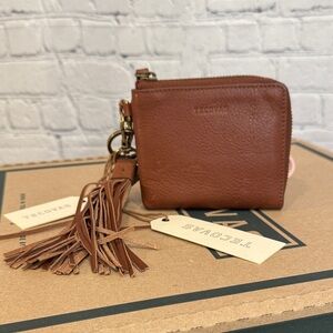 Tecovas Brown Leather Women's Zipper Wallet with Bonus Tassel Key Ring